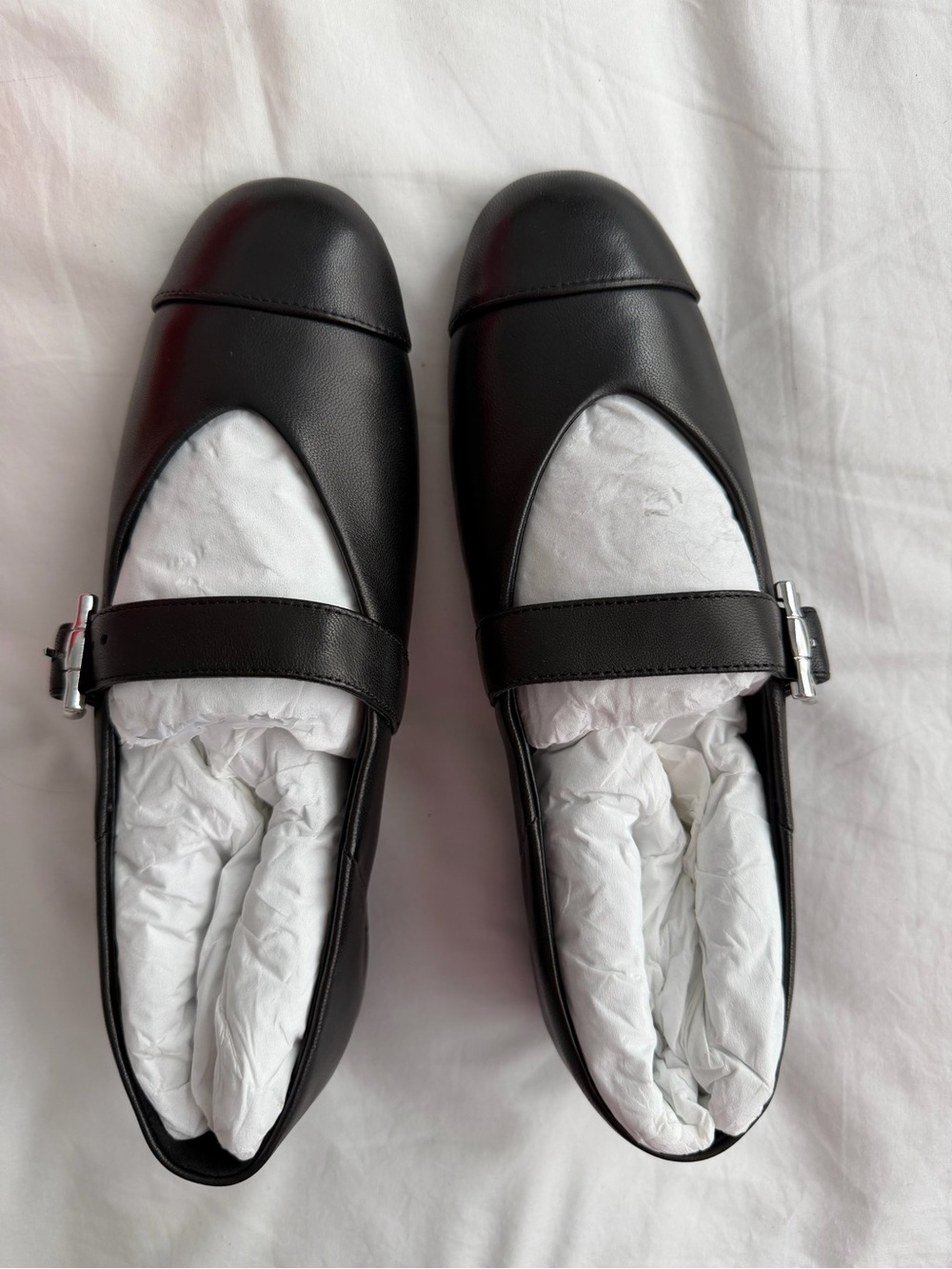 Ferragamo Gancini buckle black nappa leather ballet flat Mary Jane Flats